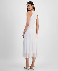 Bar Iii Women's Rhinestone Mesh Midi Dress, Exclusively at Macy's