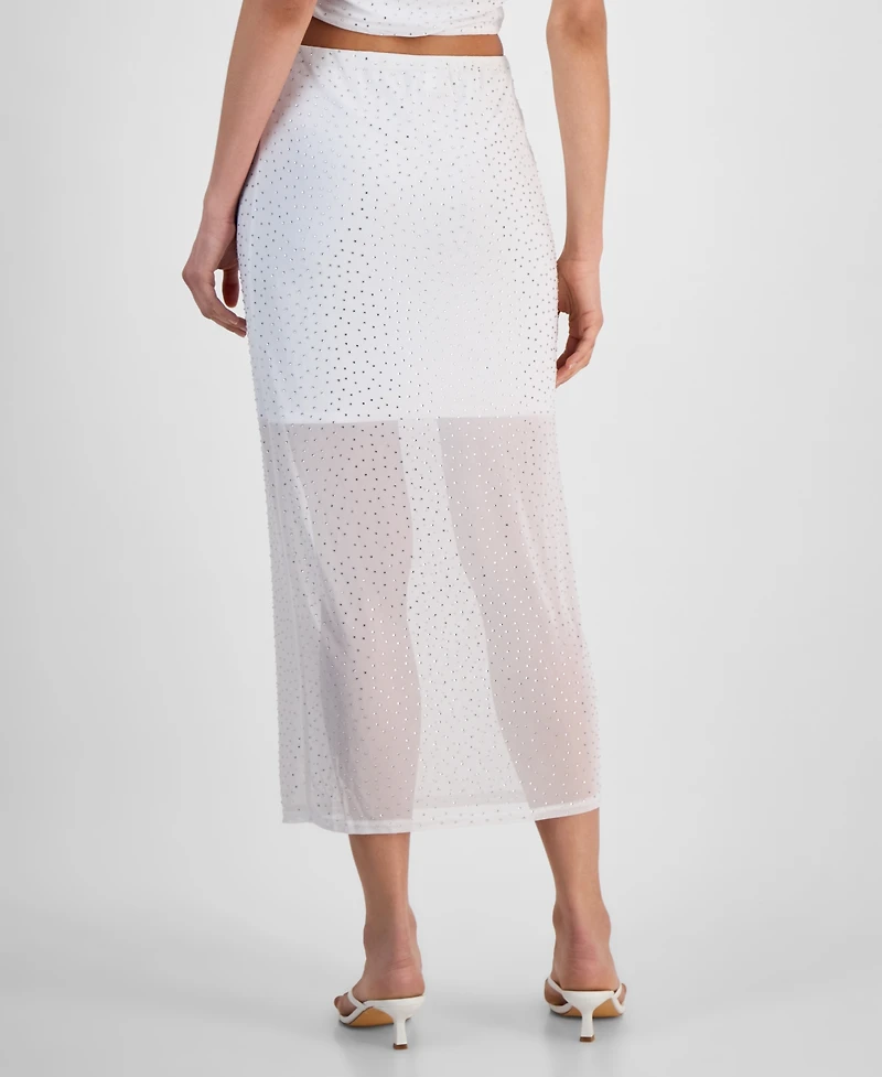 Bar Iii Women's Rhinestone Mesh Tube Skirt, Exclusively at Macy's