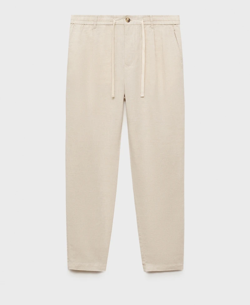 Mango Men's Slim-Fit Linen-Blend Drawstring Pants