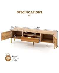 Mirrored Tv Stand for Tv up to 65 Inch with Spacious Tabletop and 2 Storage Cabinets