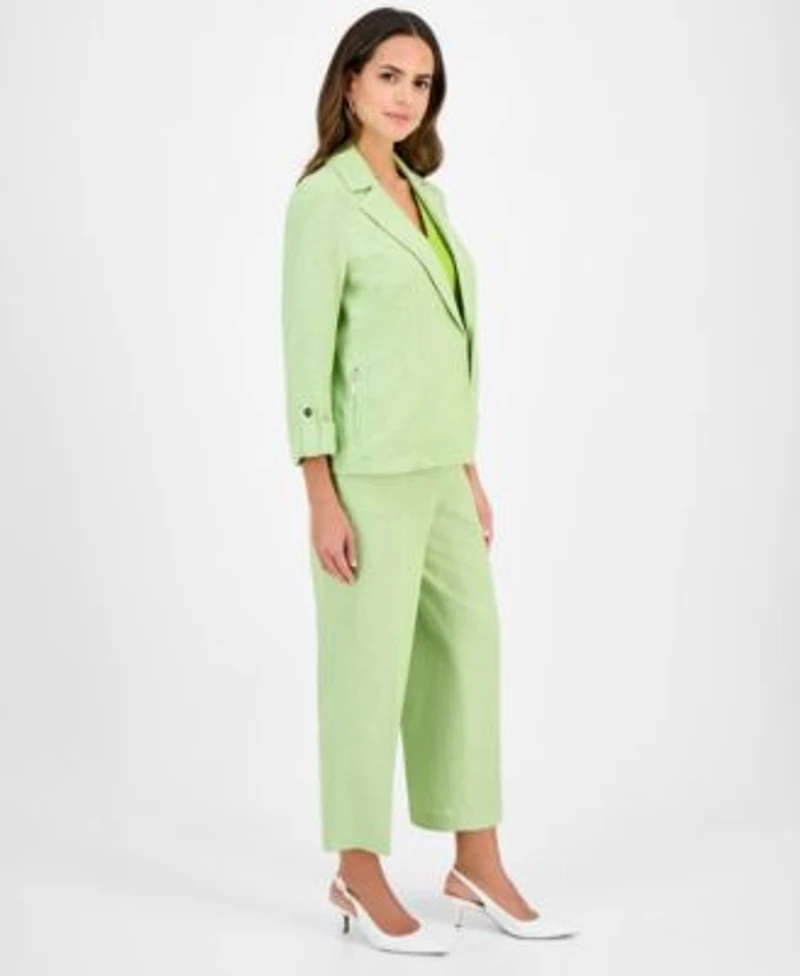 Kasper Womens Blazer V Neck Top Pull On Pants