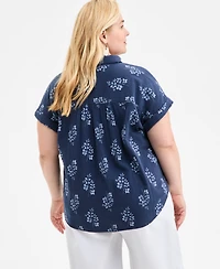 Style & Co Plus Size Printed Camp Shirt, Exclusively at Macy's