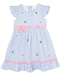 Rare Editions Toddler and Little Girls Nautical Seersucker Dress