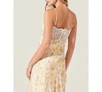 Astr the Label Women's Ivanna Floral Lace-Trim Sweetheart Maxi Dress