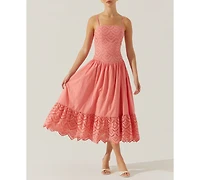 Astr the Label Women's Nathalia Cotton Eyelet Midi Dress