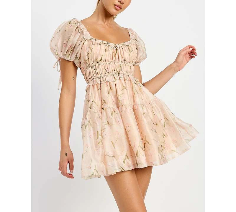 En Saison Women's Kimberly Shirred Mini Dress