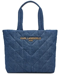 Karl Lagerfeld Paris Voyage Large Quilted Denim Tote Bag