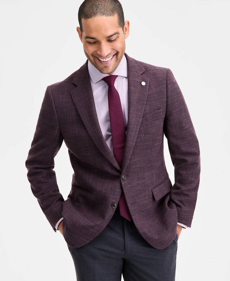 Ted by Baker Men's Modern-Fit Maroon Textured Sport Coat
