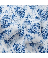 Linery & Co. Blue Watercolor Florals Microfiber Quilt Set With Shams