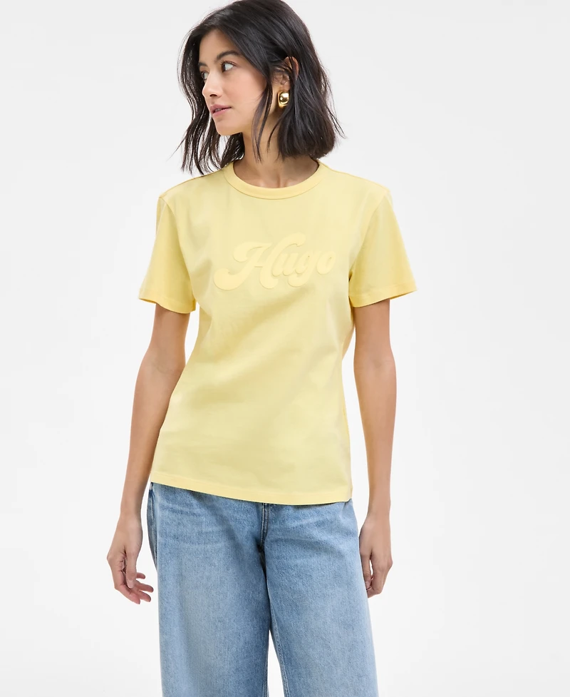 Hugo Women's Cotton Short-Sleeve Crewneck Logo Tee