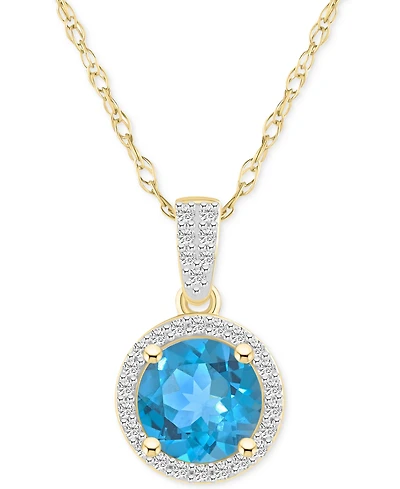 Lab-Created Amethyst (1-1/4 ct. t.w.) & White Sapphire (1/6 Halo 18" Pendant Necklace 14k Gold (Also Additional Gemstones)