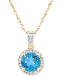 Lab-Created Amethyst (1-1/4 ct. t.w.) & White Sapphire (1/6 Halo 18" Pendant Necklace 14k Gold (Also Additional Gemstones)