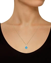 Lab-Created Amethyst (1-1/4 ct. t.w.) & White Sapphire (1/6 Halo 18" Pendant Necklace 14k Gold (Also Additional Gemstones)