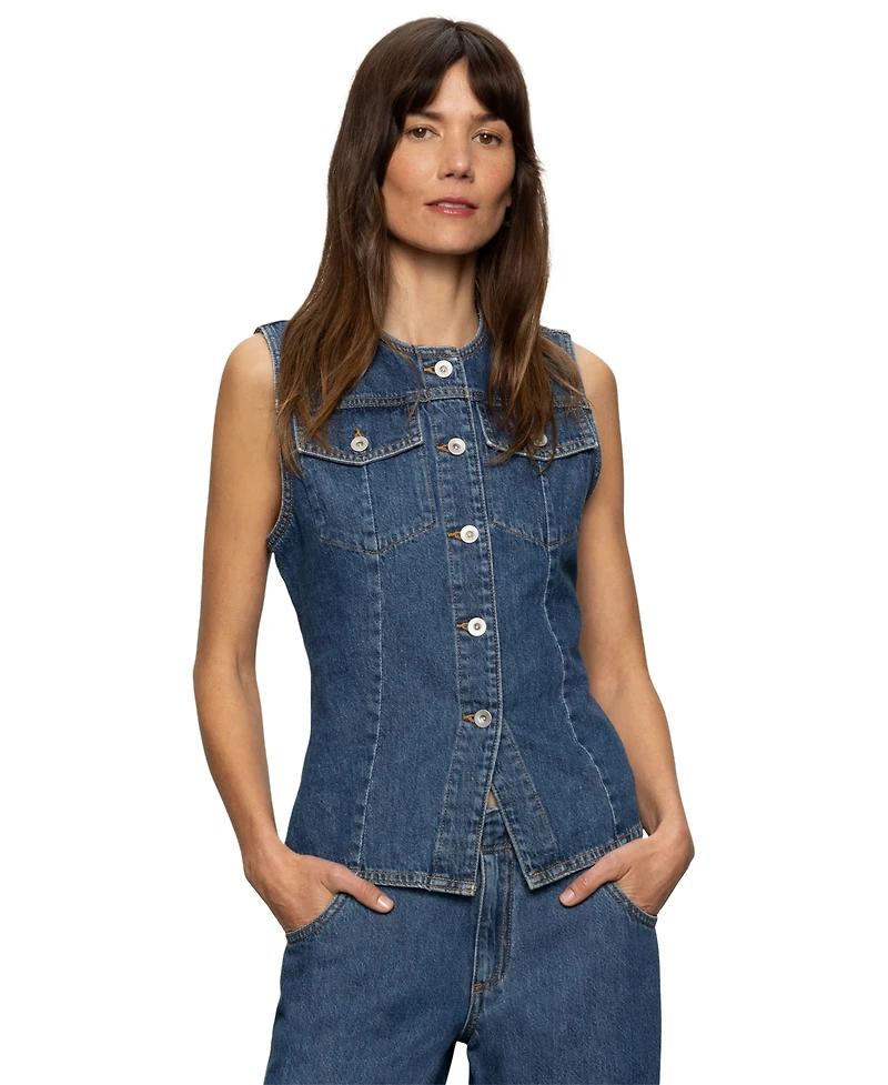 Sanctuary Women's Maritime Button-Front Denim Vest