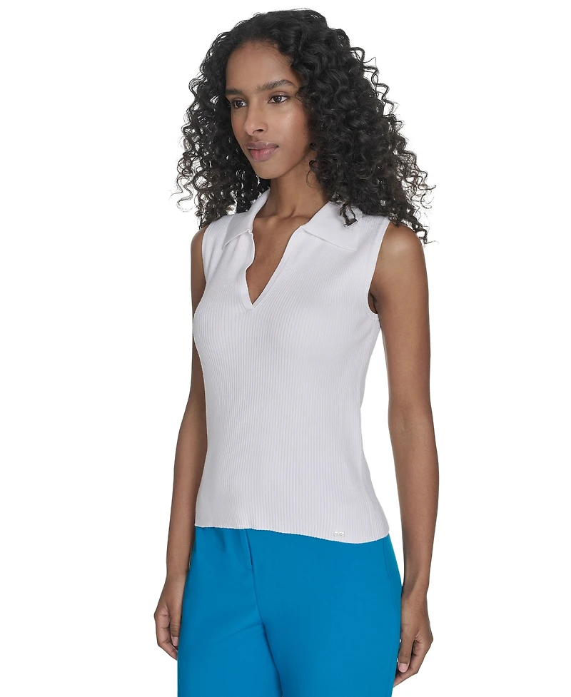 Calvin Klein Women's Johnny-Collar Sleeveless Sweater