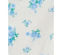 Crystal Doll Juniors' Printed Lace-Up Bubble-Sleeve Skater Dress