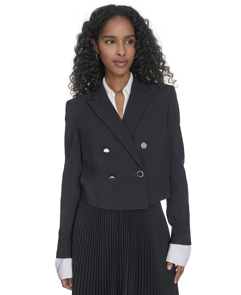 Calvin Klein Women's Double-Breasted Cropped Jacket