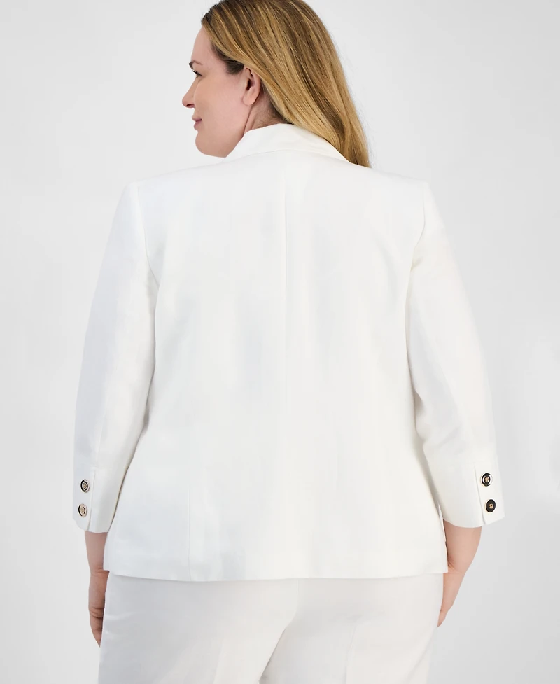 Kasper Plus Linen-Blend Blazer