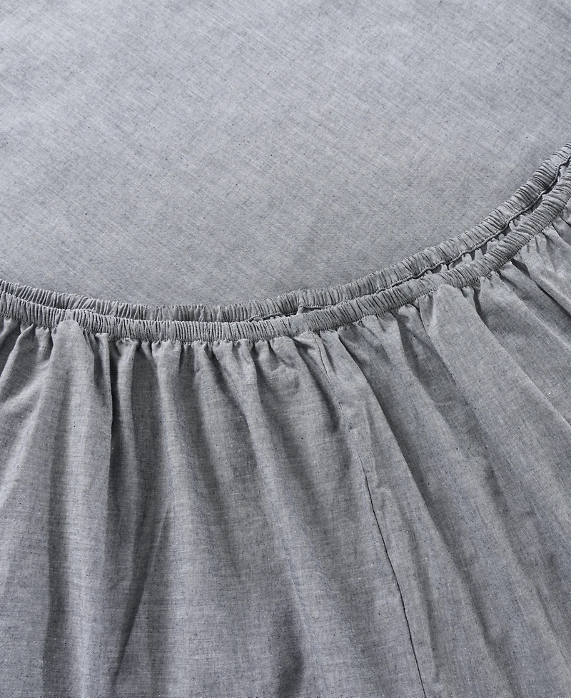 Tommy Hilfiger Solid 144-Thread Count Cotton Chambray Washed -Pc. Sheet Set