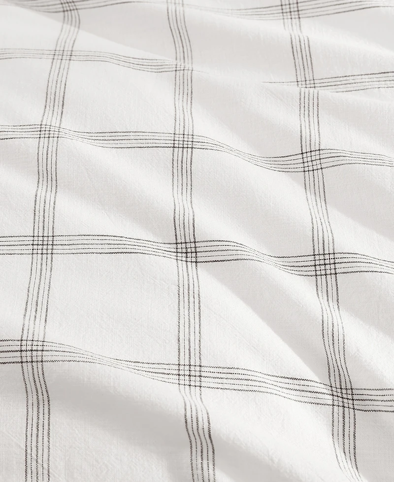 Tommy Hilfiger Modern Windowpane Faux Linen 3-Pc. Duvet Cover Set, Full/Queen