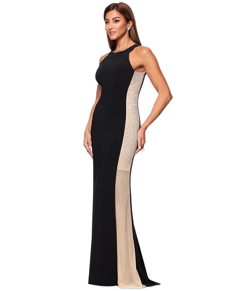 Xscape Women's Beaded Colorblocked Bodycon Dress