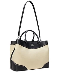Lauren Ralph Lauren Marcy Straw & Leather Satchel