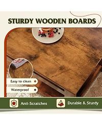 Wlive Modern Lift Top Coffee Table,Rustic Coffee Table with Storage Shelf and Hidden Compartment,Wood Lift Tabletop for Home Living Room,Rustic Brown.