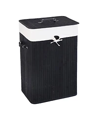 19 Gal Rectangle Laundry Basket Bamboo Clothes Hamper with Handles and Lid