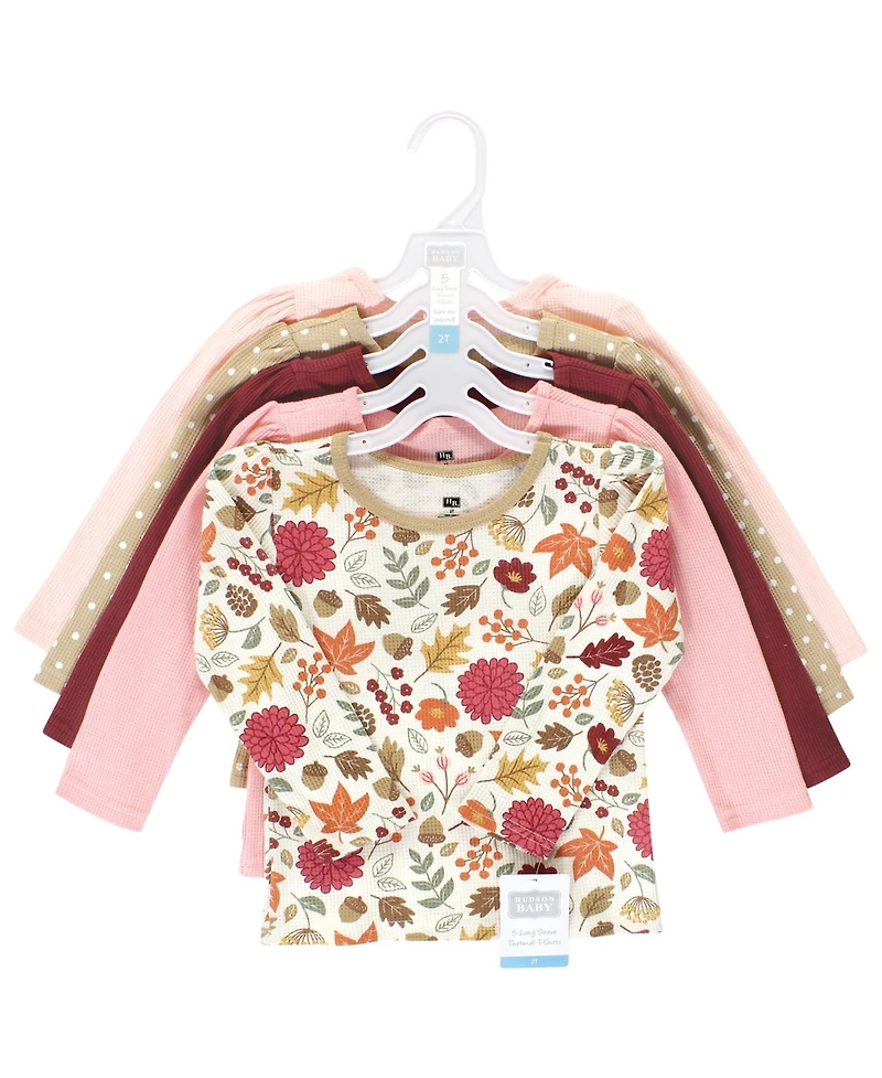 Hudson Baby Girls Thermal Long Sleeve Tees 5pk