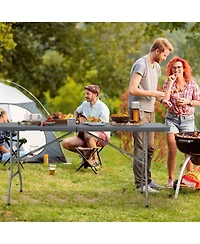 6 ft Portable Folding Table 350 Lbs Fold-in-Half Table with Hdpe Tabletop