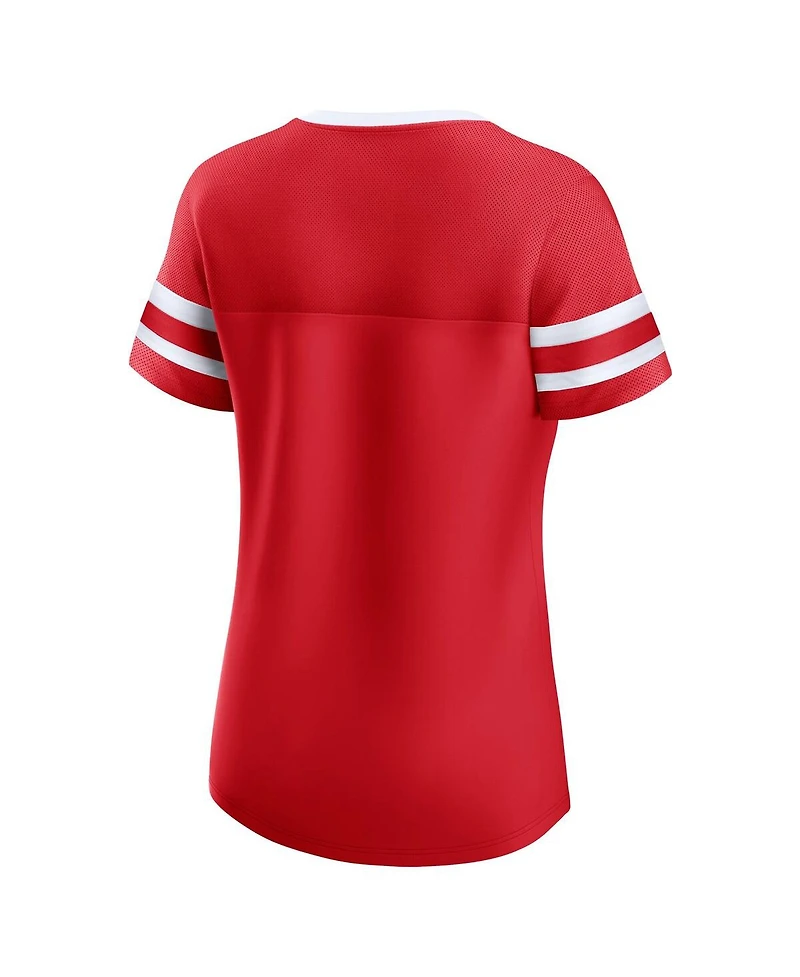 Fanatics Women's Red Detroit Wings Iconic Athena Lace-Up T-Shirt