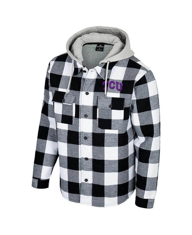 Colosseum Men's Black/White Tcu Horned Frogs Buffalo Plaid Full-Zip Jacket