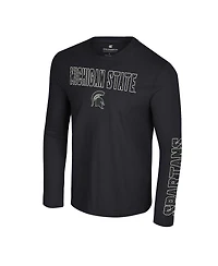 Colosseum Men's Black Michigan State Spartans Color Pop Active Blend 2-Hit Long Sleeve T-Shirt