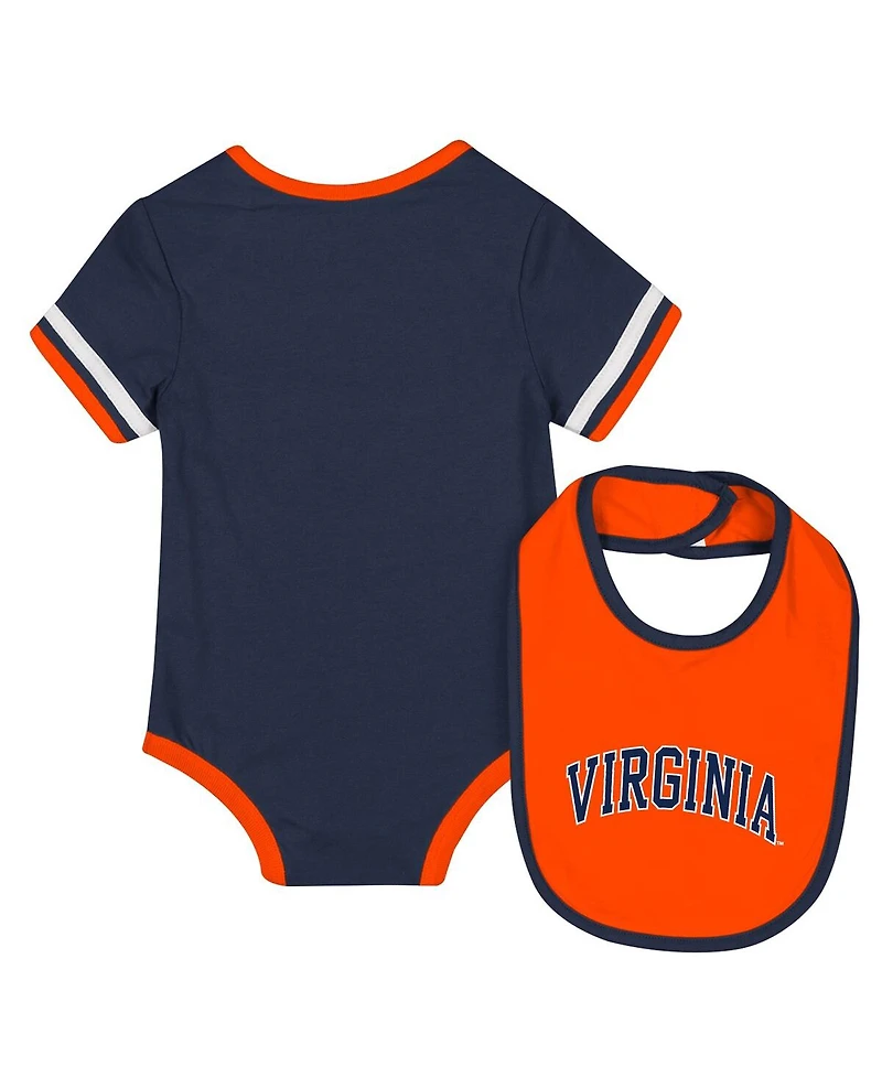 Colosseum Baby Boys and Girls 2-Piece Navy Virginia Cavaliers Bodysuit and Bib Set