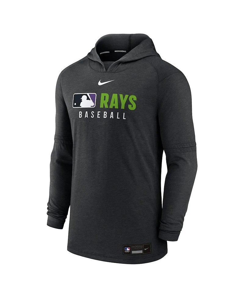 Nike Men's Heather Black Tampa Bay Rays Authentic Collection Tri-Blend Performance Pullover Hoodie