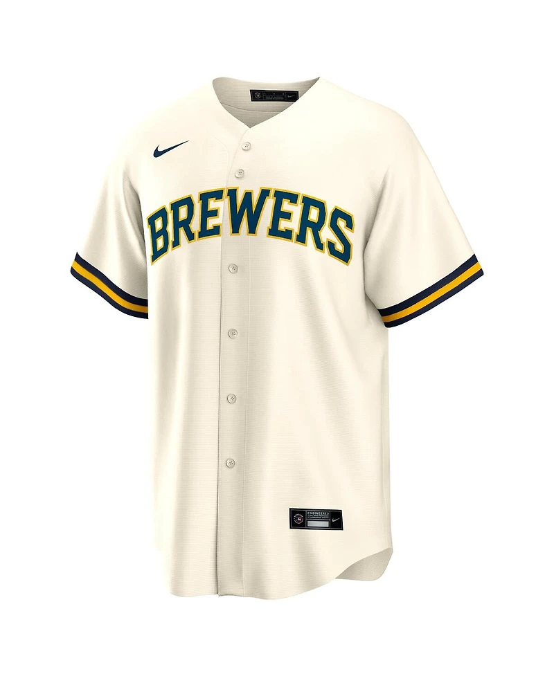 Nike Men's Rhys Hoskins Cream Milwaukee Brewers Home Replica Player Jersey