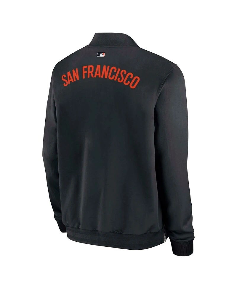 Nike Men's Black San Francisco Giants Authentic Collection Dugout Full-Zip Bomber Jacket