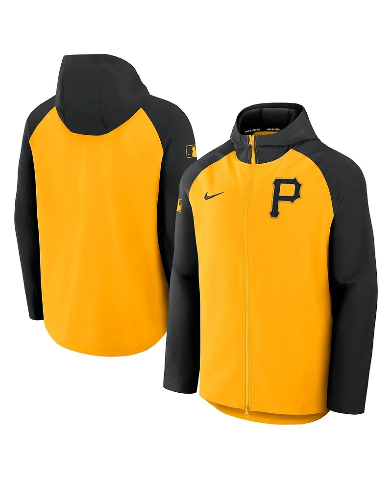 Nike Men's Gold/Black Pittsburgh Pirates Authentic Collection Raglan Performance Full-Zip Jacket