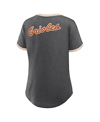 Fanatics Women's Black Baltimore Orioles Binge Worthy Stadium Slub V-Neck Top