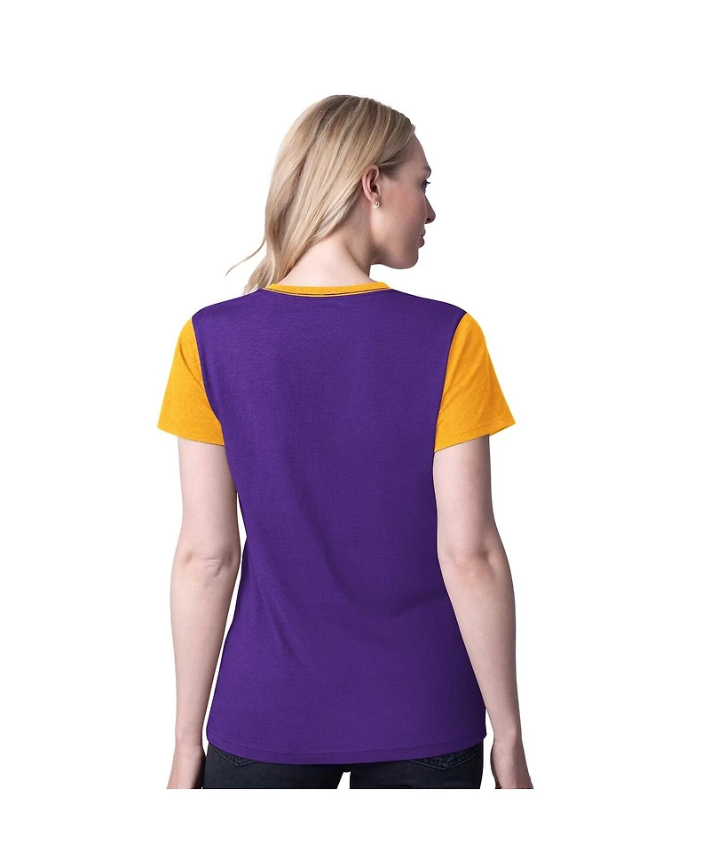 G-iii 4Her by Carl Banks Women's Purple Lsu Tigers Racer Crewneck Ringer T-Shirt