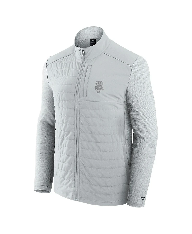 Fanatics Men's Gray Wisconsin Badgers Tonal Primary Logo Full-Zip Jacket