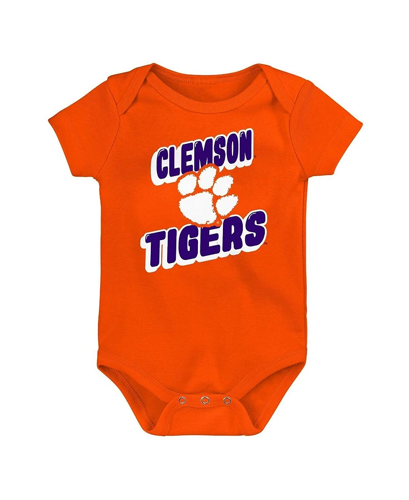 Outerstuff Newborn Orange Clemson Tigers Sunday Comics 3-Pack Bodysuit Set