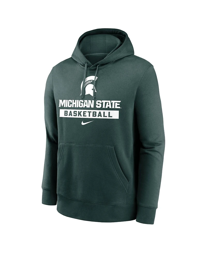 Nike Men's Green Michigan State Spartans Basketball Stack Club Fleece Pullover