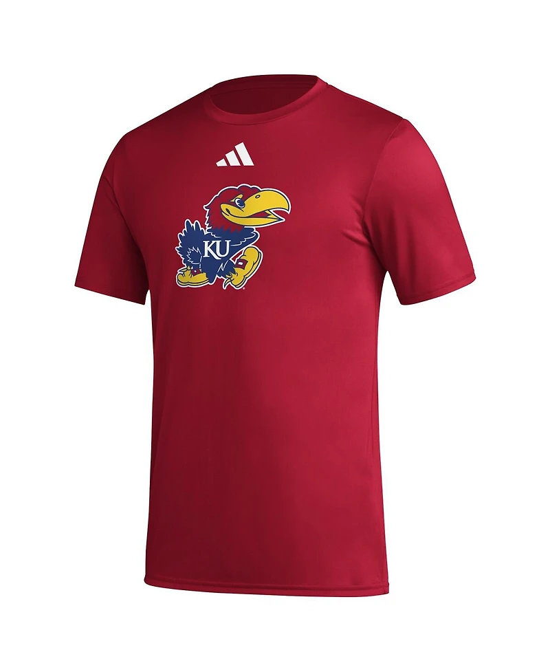 Adidas Men's Red Kansas Jayhawks Primary Locker Logo Pre-Game Aeroready T-Shirt