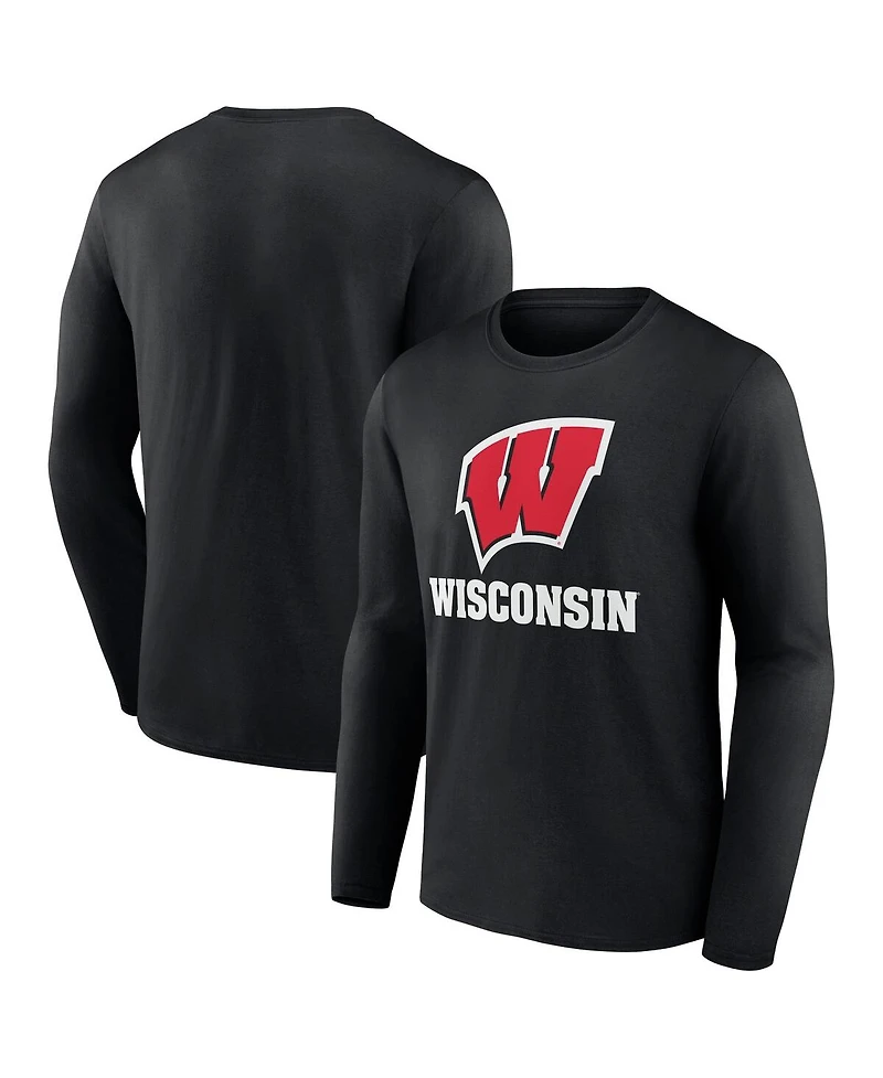 Fanatics Men's Black Wisconsin Badgers Team Lockup Long Sleeve T-Shirt