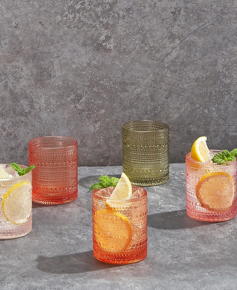 The Wine Savant Khen Vintage Hobnail Lowball Tumbler, Set of 5