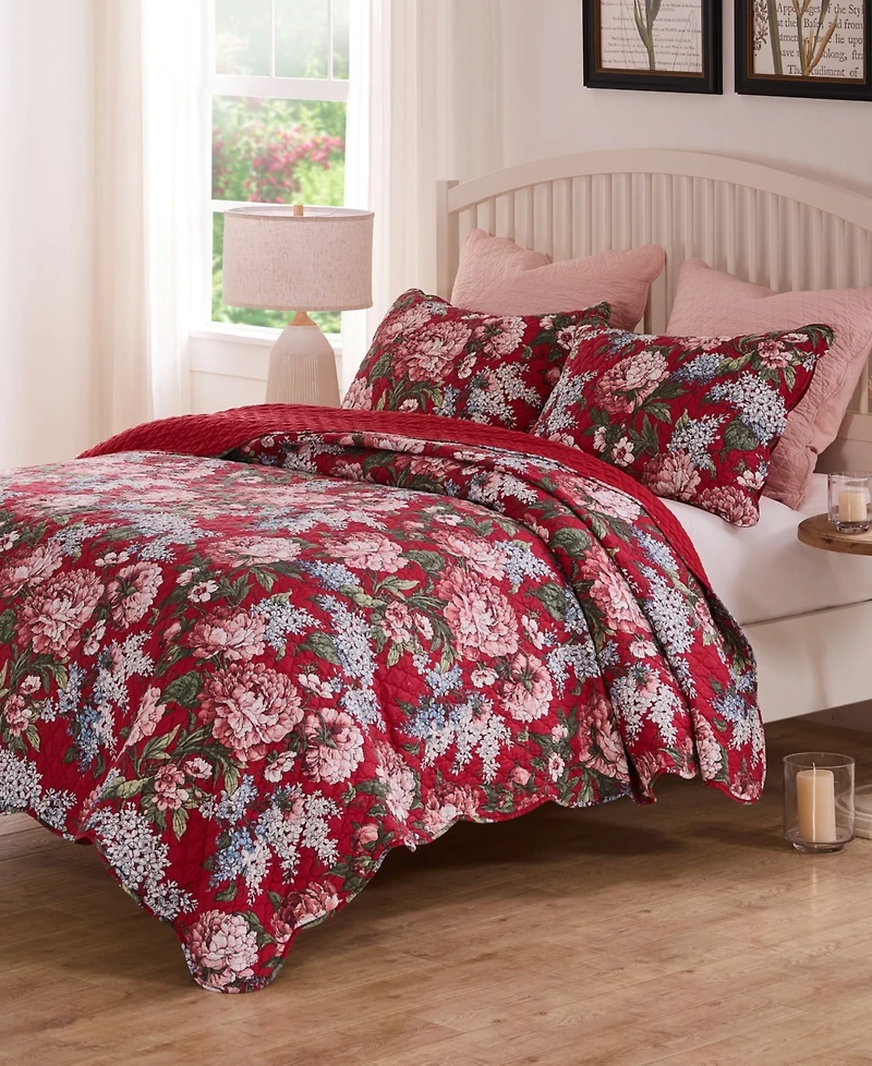 Greenland Home Fashions Millie Modern Floral Print 3-Pc. Quilt Set, King