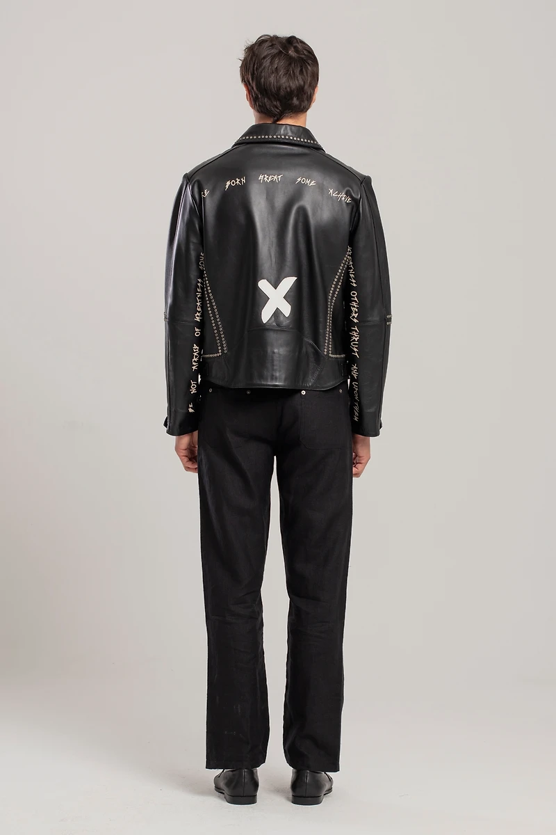 Pcfg Men's Leather Jacket Stud Rocks Details