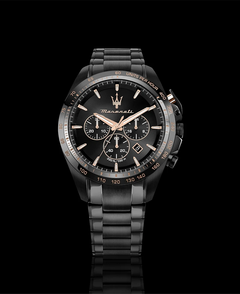 Maserati Men's Chronograph Black Metal Band Watch, 45mm
