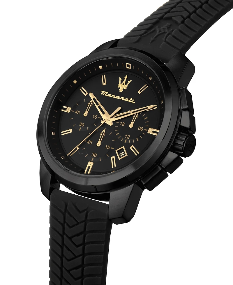 Maserati Men's Chronograph Black Silicone Watch, 44mm